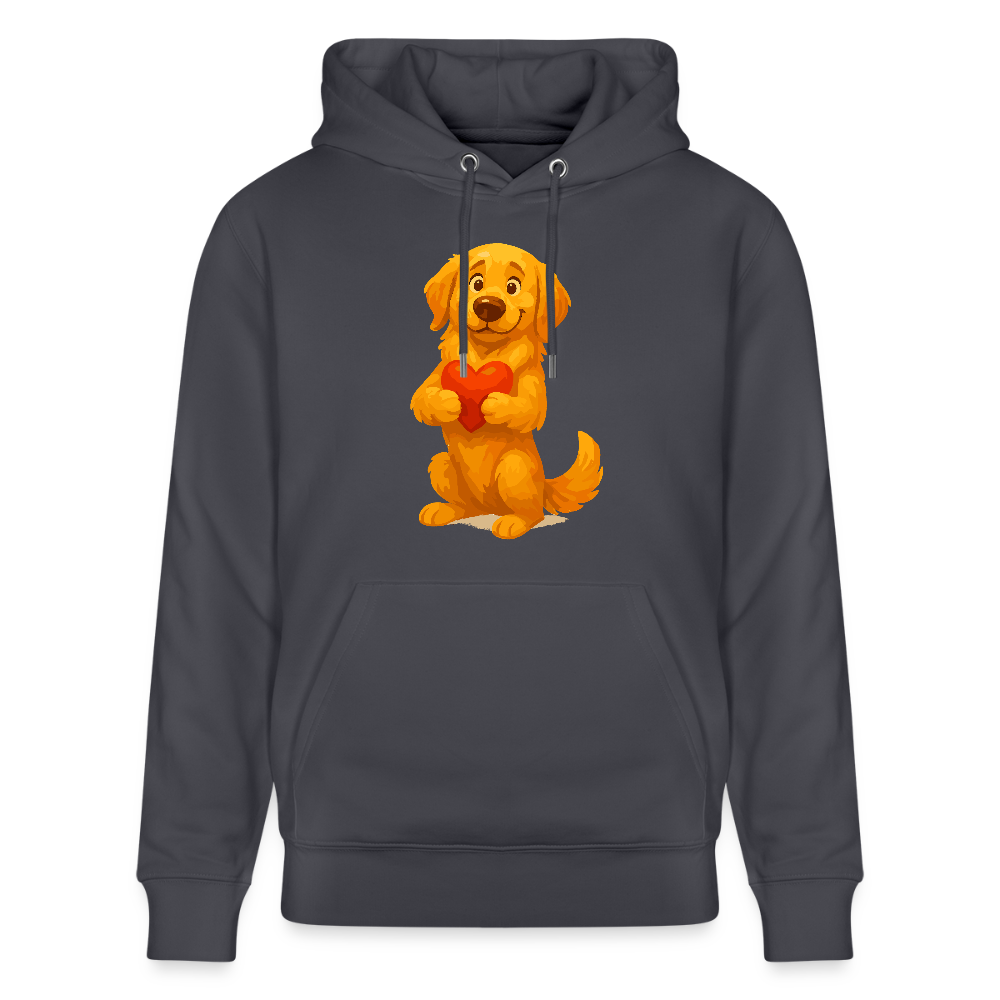 Golden Retriever Hoodie mit Herz – süßer Cartoon Hund, liebevolles Motiv für Hundeliebhaber, Valentinstag oder besondere Geschenkideen - Indigoblau
