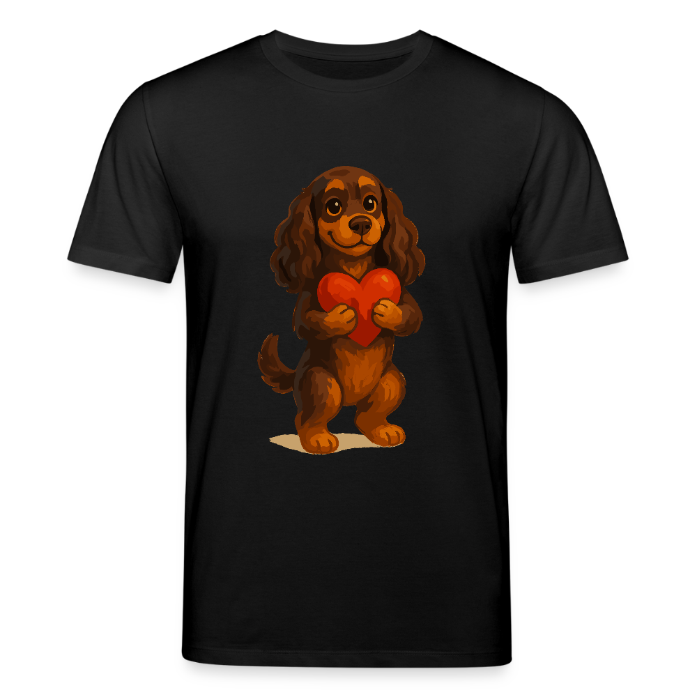 Cocker Spaniel T-Shirt mit Herz – Süßer Cartoon Hund, perfektes Motiv für Valentinstag und Hundeliebhaber - Schwarz