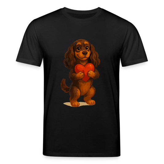 Cocker Spaniel T-Shirt mit Herz – Süßer Cartoon Hund, perfektes Motiv für Valentinstag und Hundeliebhaber - Schwarz