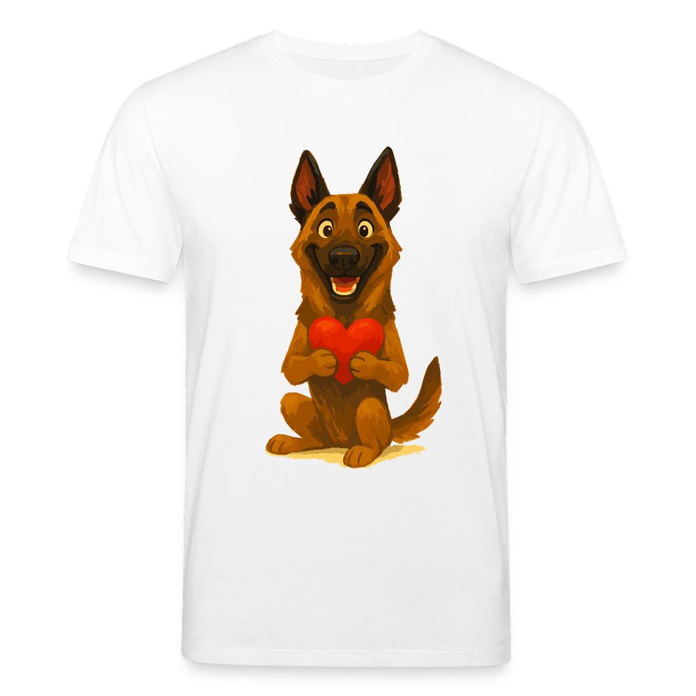 Malinois T-Shirt mit Herz Cartoon – liebevoller Belgischer Schäferhund als Hunde Motiv für Hundeliebhaber und Geschenkideen - Weiß