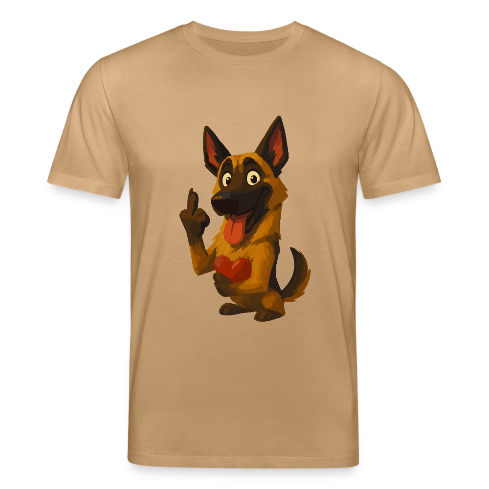 Frecher Malinois T-Shirt mit Herz – witziges und provokantes Hunde Cartoon Motiv für Hundeliebhaber mit Sinn für Humor - Karamell