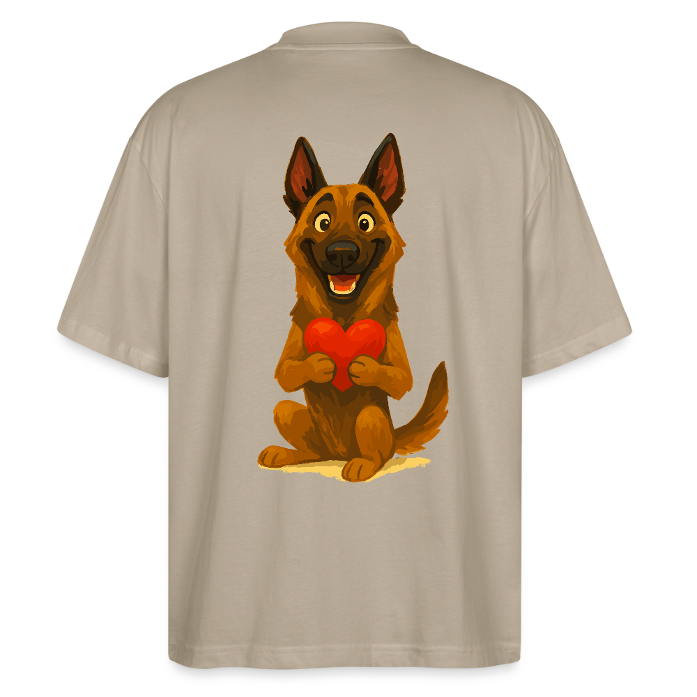 Malinois Oversized mit Herz Cartoon – liebevoller Belgischer Schäferhund als Hunde Motiv für Hundeliebhaber und Geschenkideen - Steingrau