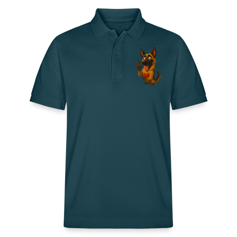 Frecher Malinois Poloshirt mit Herz – witziges und provokantes Hunde Cartoon Motiv für Hundeliebhaber mit Sinn für Humor - Dunkles Petrol