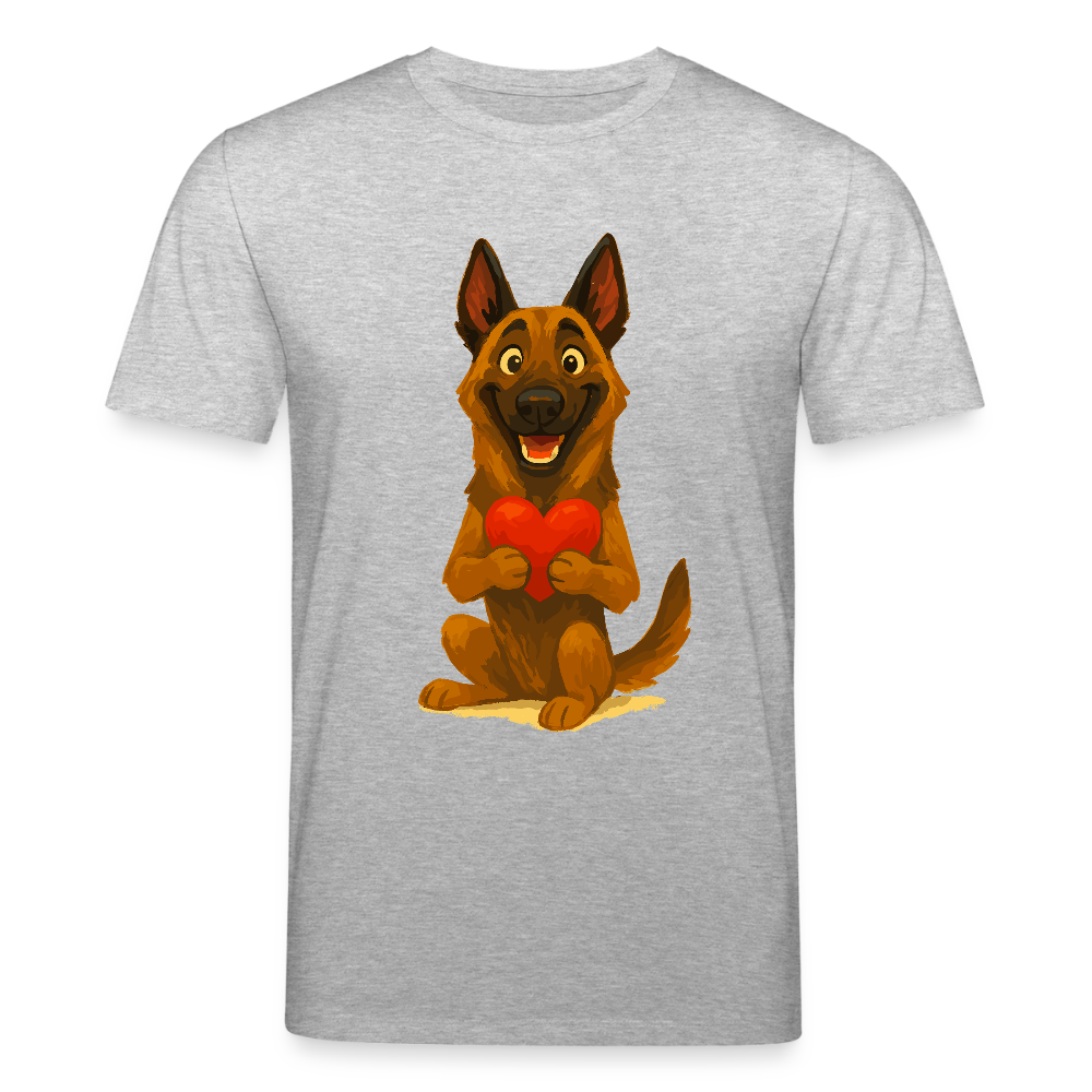 Malinois T-Shirt mit Herz Cartoon – liebevoller Belgischer Schäferhund als Hunde Motiv für Hundeliebhaber und Geschenkideen - Grau meliert