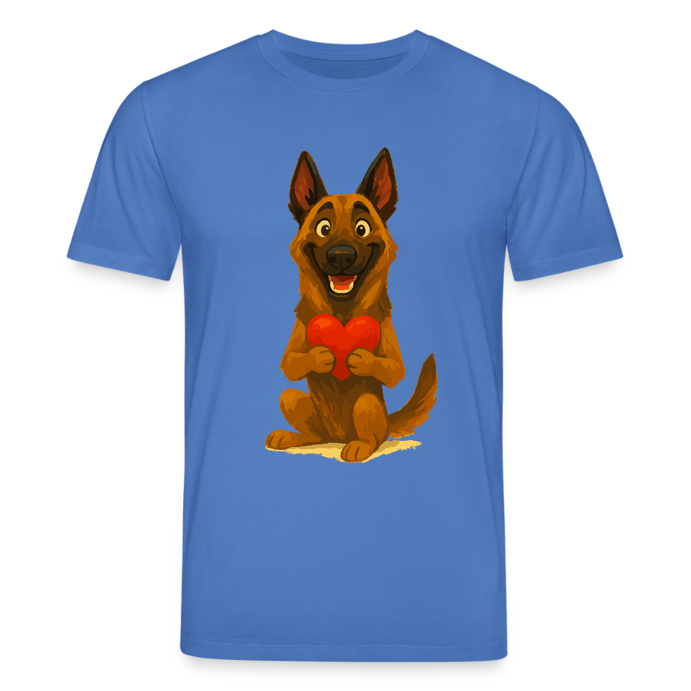 Malinois T-Shirt mit Herz Cartoon – liebevoller Belgischer Schäferhund als Hunde Motiv für Hundeliebhaber und Geschenkideen - Achtsames Blau