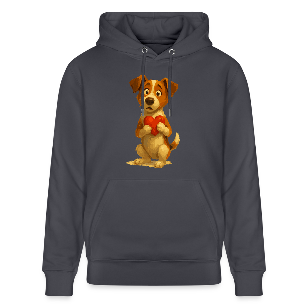 Jack Russell Terrier Hoodie mit Herz – süßes Cartoon Motiv, liebevoller Hund, Geschenkidee für Valentinstag und Hundeliebhaber - Indigoblau