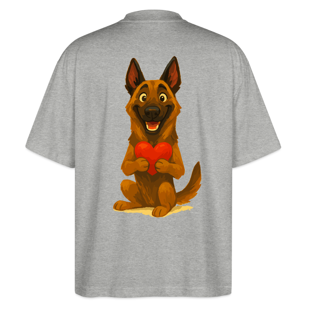 Malinois Oversized mit Herz Cartoon – liebevoller Belgischer Schäferhund als Hunde Motiv für Hundeliebhaber und Geschenkideen - Grau meliert