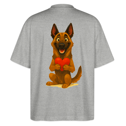 Malinois Oversized mit Herz Cartoon – liebevoller Belgischer Schäferhund als Hunde Motiv für Hundeliebhaber und Geschenkideen - Grau meliert
