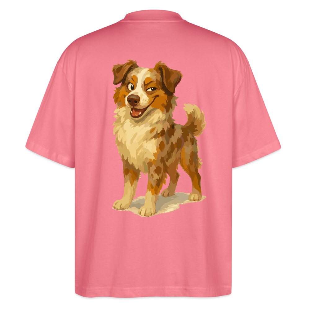 Australian Shepherd Oversized Frecher Cartoon mit verschmitztem Grinsen – Humorvolles Hunde Motiv für Tierfreunde und Geschenkideen - Pink