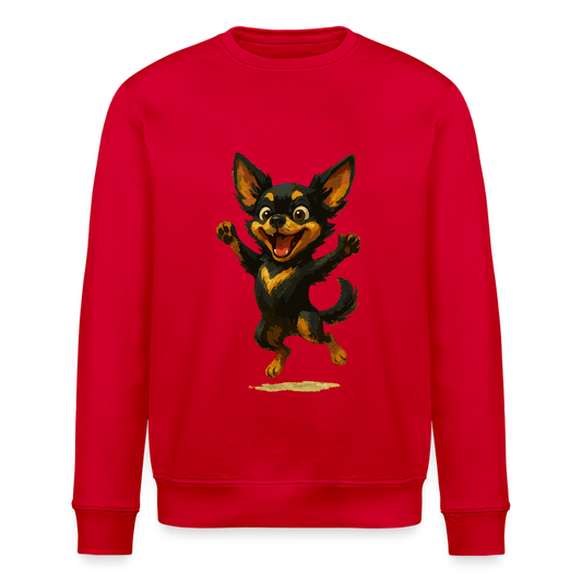 Fröhlicher Chihuahua Cartoon Hund – hüpfendes Tiermotiv voller Lebensfreude, witzige Geschenkidee für Hundefans und Tierfreunde - Rot
