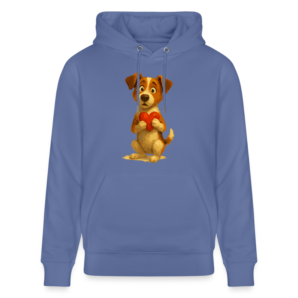 Jack Russell Terrier Hoodie mit Herz – süßes Cartoon Motiv, liebevoller Hund, Geschenkidee für Valentinstag und Hundeliebhaber - Blau
