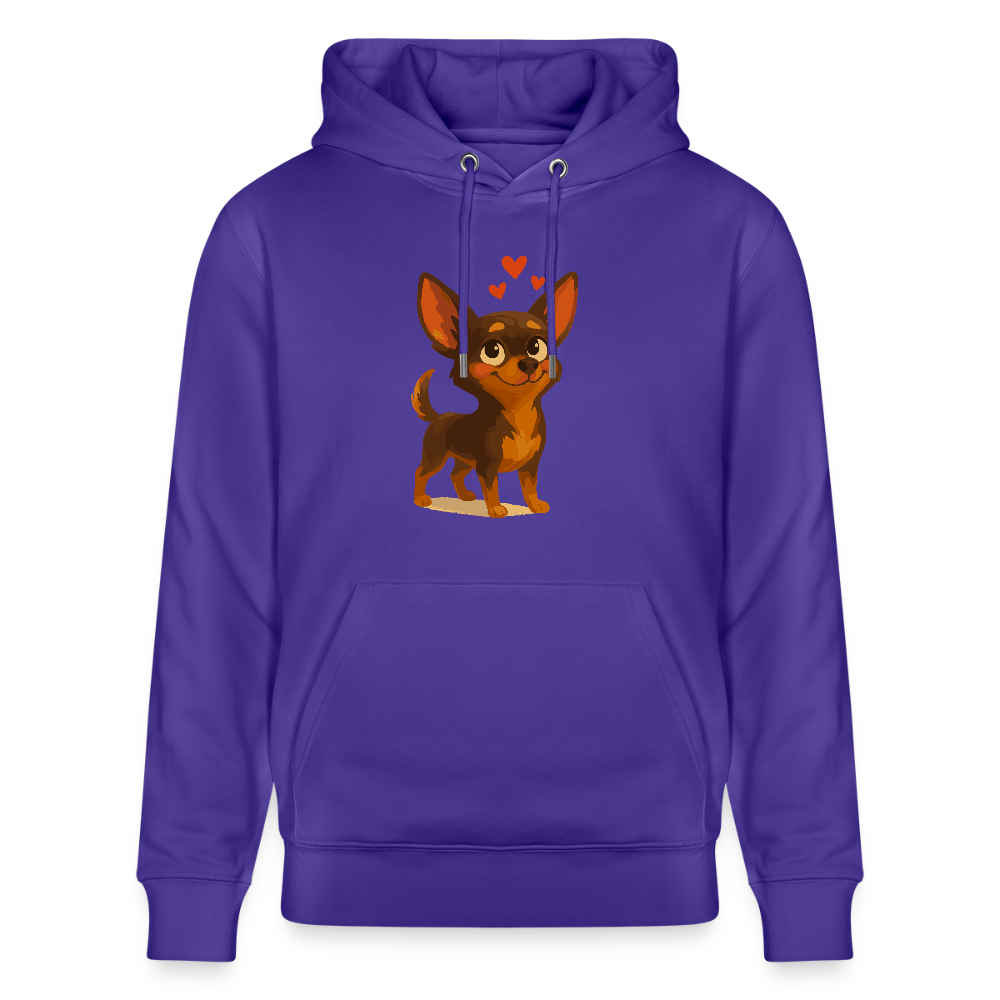 Verliebter Chihuahua Hoodie Cartoon Hund mit Herzen – süßes romantisches Tiermotiv, Geschenkidee für Valentinstag und Hundefans - Purple Love