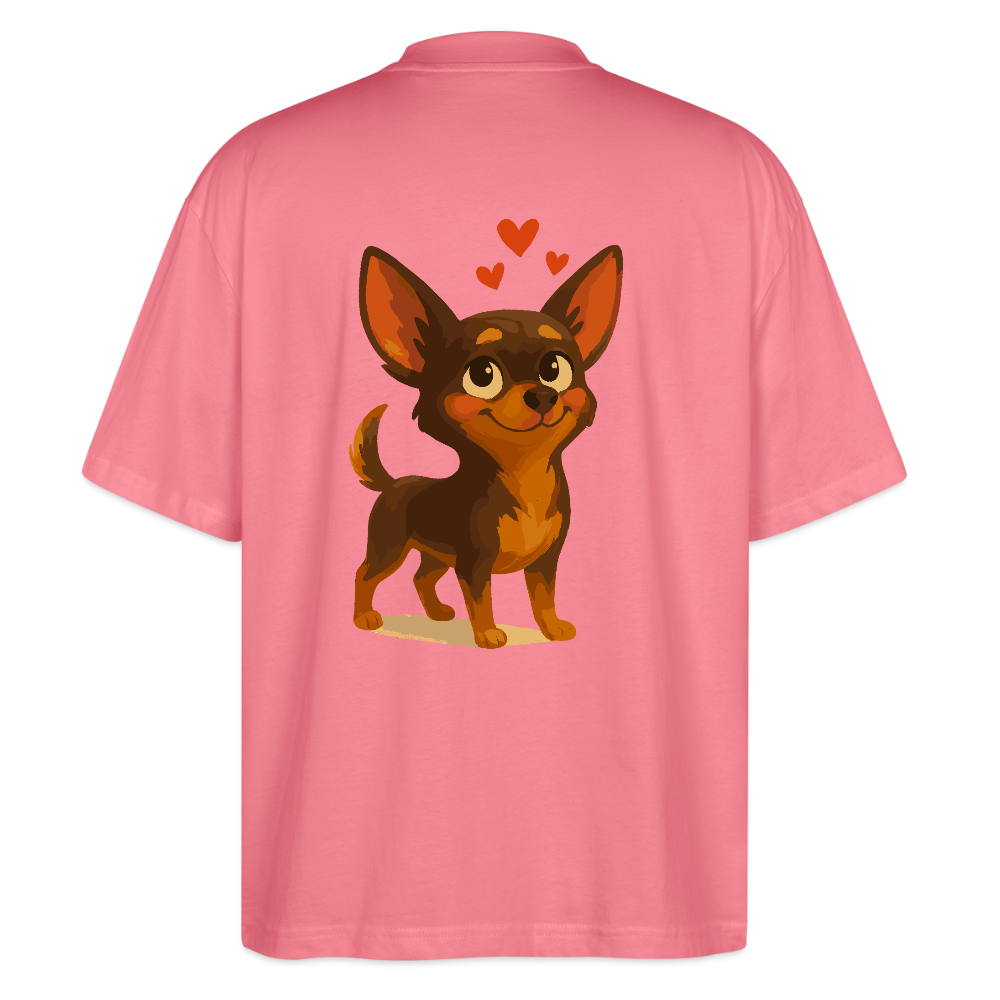 Verliebter Chihuahua Oversized Cartoon Hund mit Herzen – süßes romantisches Tiermotiv, Geschenkidee für Valentinstag und Hundefans - Pink