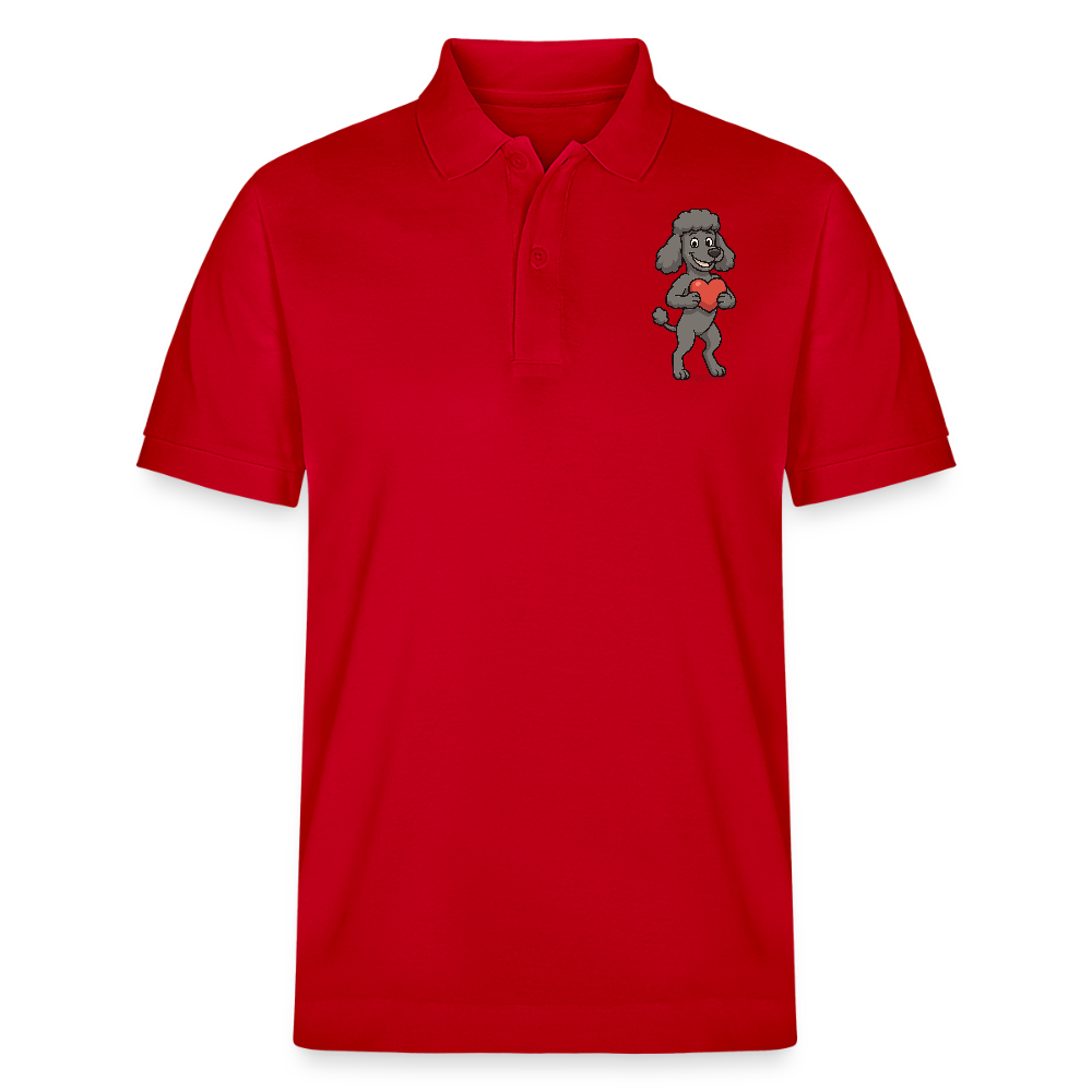 Pudel Poloshirt mit Herz Cartoon – Liebevolles Hunde Motiv für Valentinstag, Geschenke und Hundeliebhaber - Rot