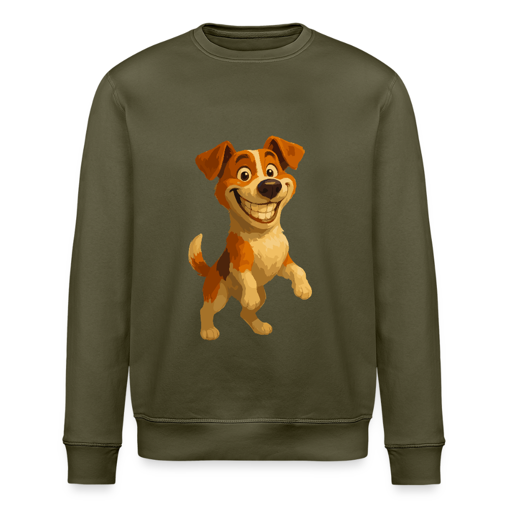 Jack Russell Terrier Sweatshirt breit grinsend – süßer Cartoon Hund, lustiges Motiv für Hundeliebhaber & Geschenkidee für Tierfreunde - Khaki