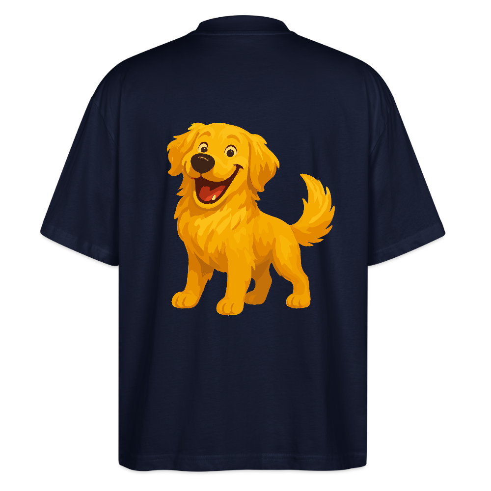 Golden Retriever Oversized Fröhlicher Cartoon – lachendes Hundemotiv, süßes Geschenk für Hundeliebhaber und Tierfreunde - Navy