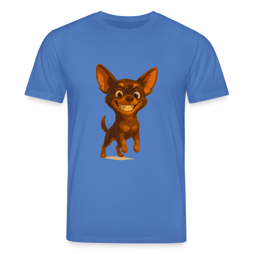 Grinsender Chihuahua T-Shirt Cartoon Hund – witziges Tiermotiv mit großem Lächeln, Geschenkidee für Hundefans und Tierfreunde - Achtsames Blau