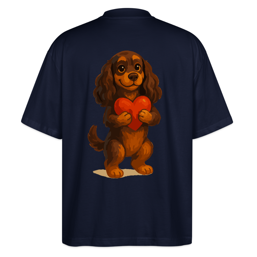 Cocker Spaniel Oversized mit Herz – Süßer Cartoon Hund, perfektes Motiv für Valentinstag und Hundeliebhaber - Navy