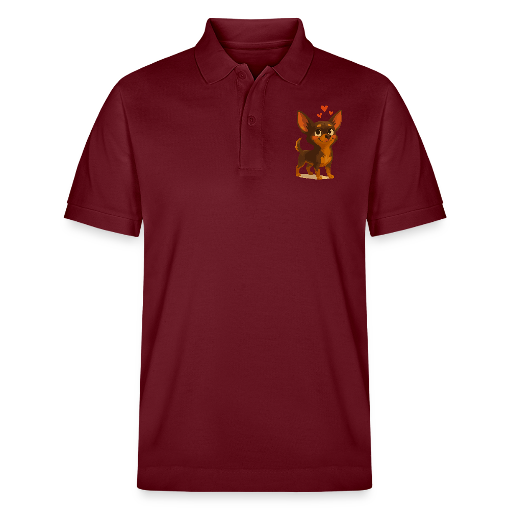 Verliebter Chihuahua Poloshirt Cartoon Hund mit Herzen – süßes romantisches Tiermotiv, Geschenkidee für Valentinstag und Hundefans - Burgunderrot