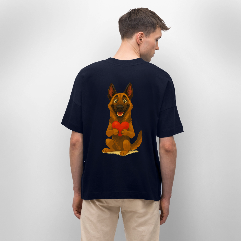 Malinois Oversized mit Herz Cartoon – liebevoller Belgischer Schäferhund als Hunde Motiv für Hundeliebhaber und Geschenkideen - Navy