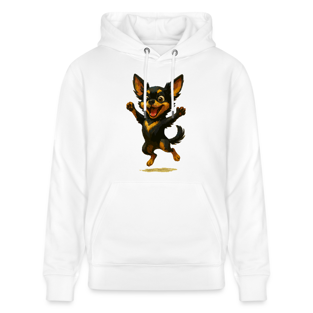 Fröhlicher Chihuahua Cartoon Hund – hüpfendes Tiermotiv voller Lebensfreude, witzige Geschenkidee für Hundefans und Tierfreunde - Weiß