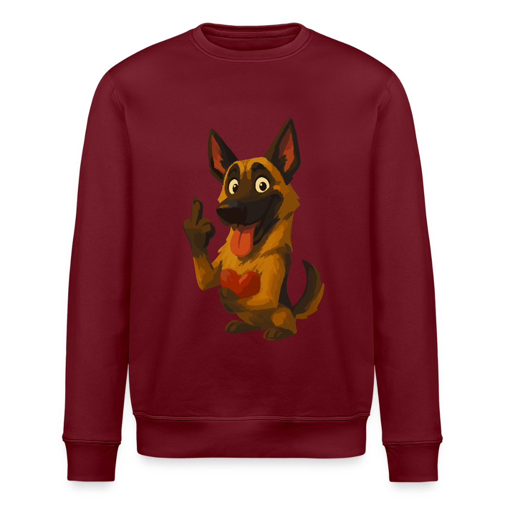 Frecher Malinois Sweatshirt mit Herz – witziges und provokantes Hunde Cartoon Motiv für Hundeliebhaber mit Sinn für Humor - Burgunderrot