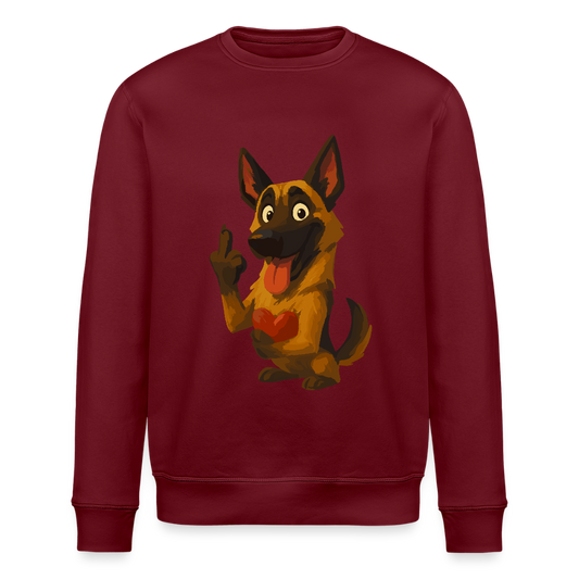 Frecher Malinois Sweatshirt mit Herz – witziges und provokantes Hunde Cartoon Motiv für Hundeliebhaber mit Sinn für Humor - Burgunderrot