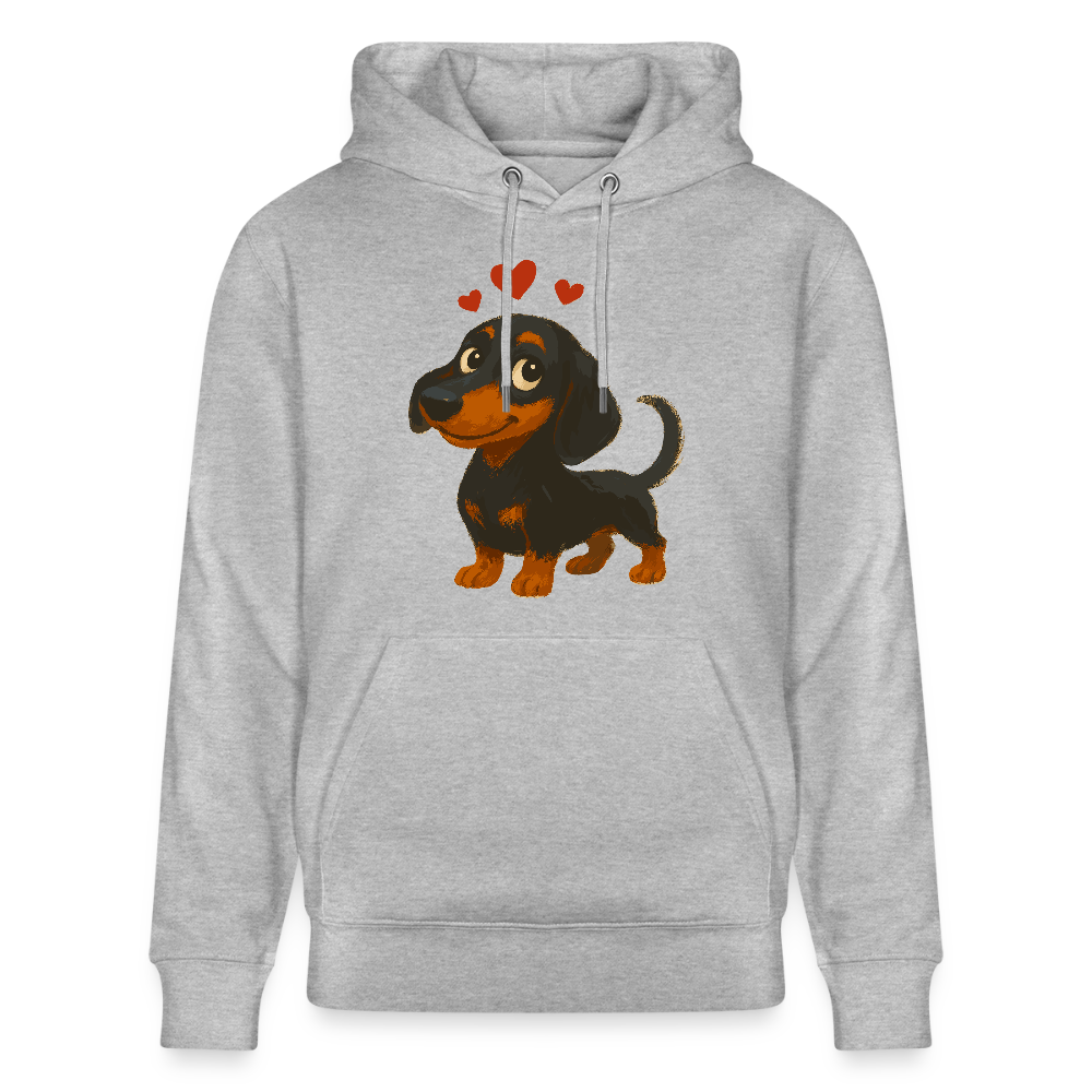 Dackel Hoodie – Verliebter Cartoon Dachshund | Süßer Hund Pullover Geschenk mit Herzen für Valentinstag & Hundefans - Grau meliert