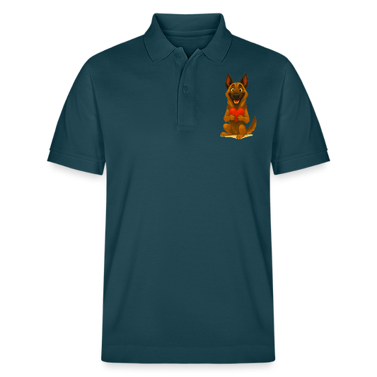 Malinois Poloshirt mit Herz Cartoon – liebevoller Belgischer Schäferhund als Hunde Motiv für Hundeliebhaber und Geschenkideen - Dunkles Petrol