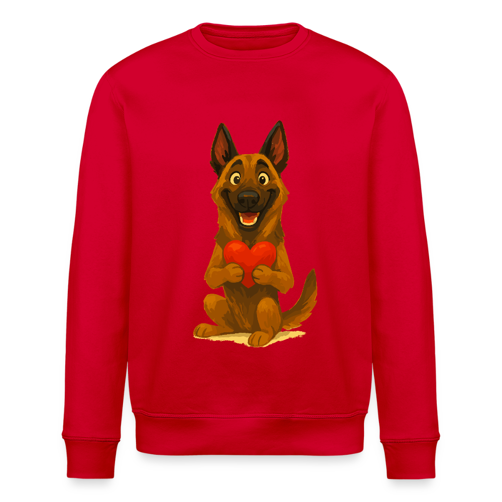 Malinois Sweatshirt mit Herz Cartoon – liebevoller Belgischer Schäferhund als Hunde Motiv für Hundeliebhaber und Geschenkideen - Rot