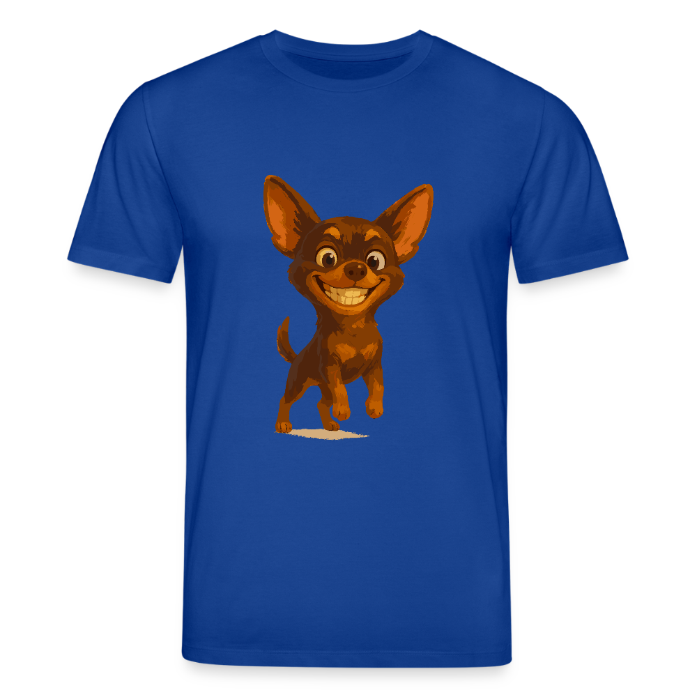 Grinsender Chihuahua T-Shirt Cartoon Hund – witziges Tiermotiv mit großem Lächeln, Geschenkidee für Hundefans und Tierfreunde - Dunkelblau