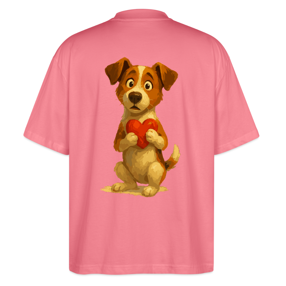 Jack Russell Terrier Oversized mit Herz – süßes Cartoon Motiv, liebevoller Hund, Geschenkidee für Valentinstag und Hundeliebhaber - Pink