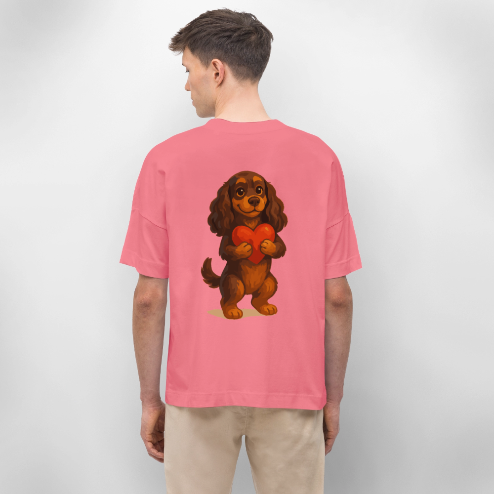 Cocker Spaniel Oversized mit Herz – Süßer Cartoon Hund, perfektes Motiv für Valentinstag und Hundeliebhaber - Pink