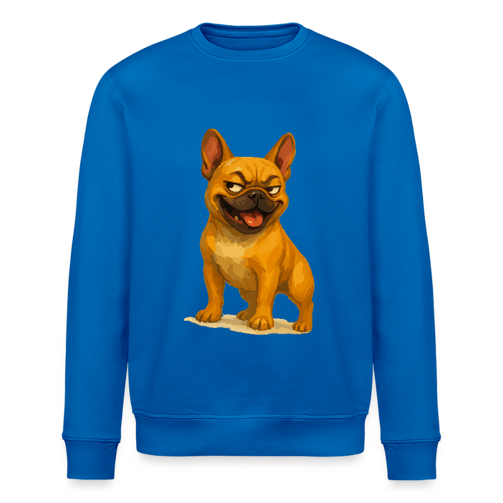 Französische Bulldogge Sweatshirt - Frecher Cartoon mit verschmitztem Grinsen – Humorvolles Hunde Motiv für Tierfreunde und Geschenkideen - Königsblau