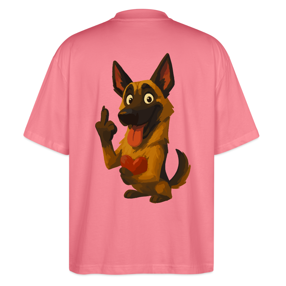 Frecher Malinois Oversized mit Herz – witziges und provokantes Hunde Cartoon Motiv für Hundeliebhaber mit Sinn für Humor - Pink