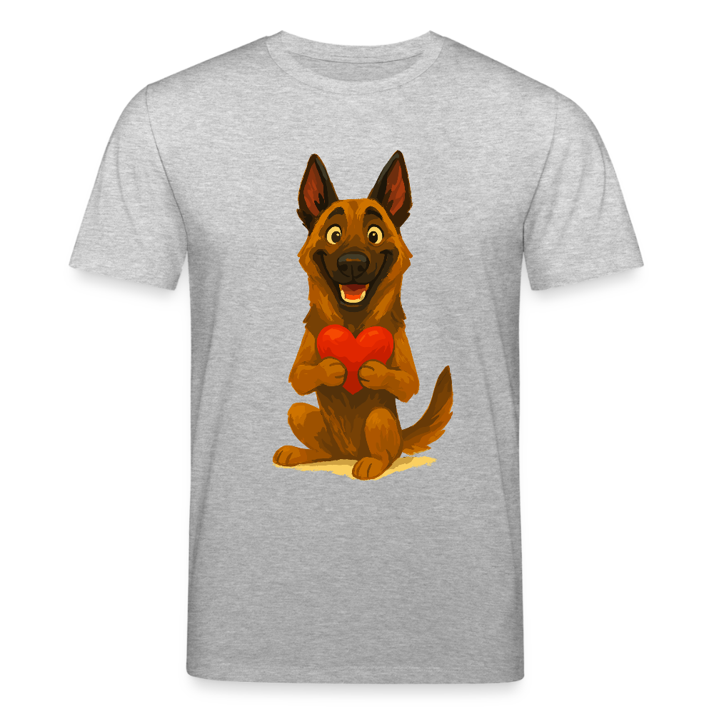 Malinois T-Shirt mit Herz Cartoon – liebevoller Belgischer Schäferhund als Hunde Motiv für Hundeliebhaber und Geschenkideen - Grau meliert