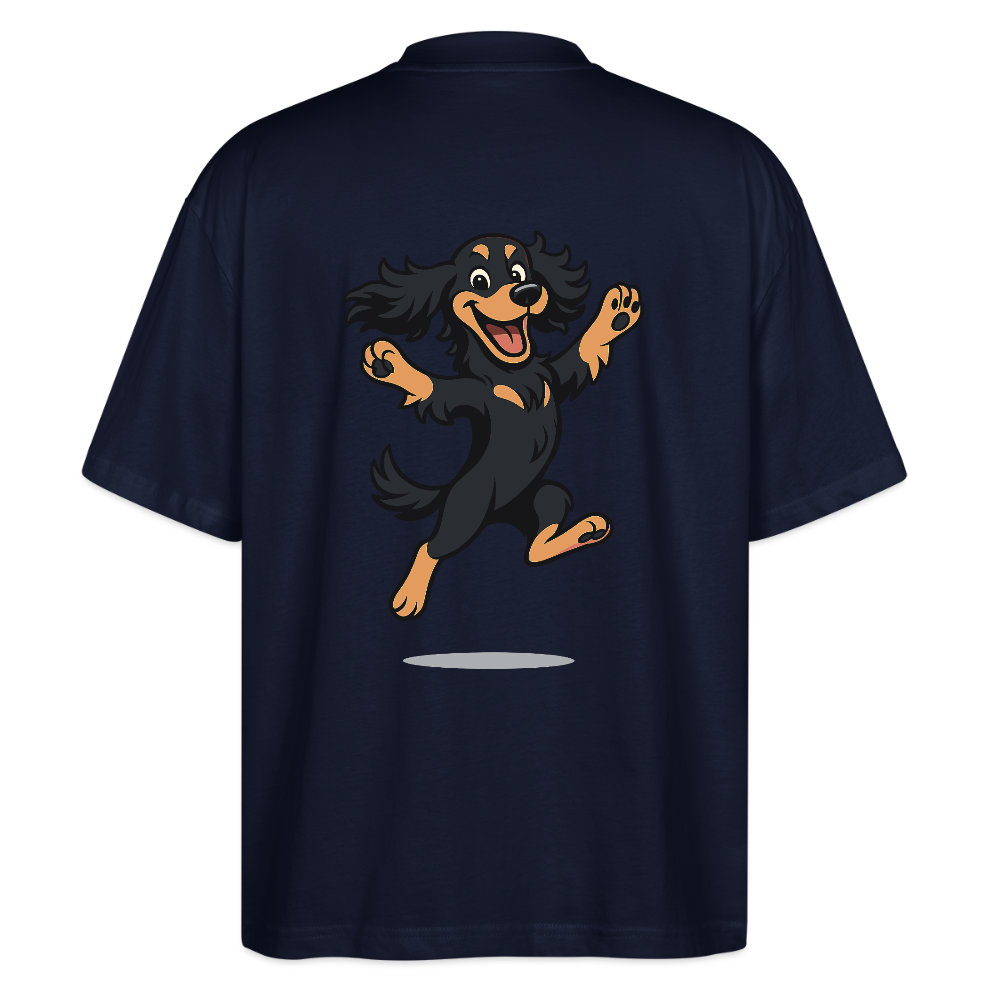 Cocker Spaniel Oversized - fröhlicher hüpfender Cartoon  – lustiges Hundemotiv voller Freude, Geschenkidee für Hundeliebhaber und Tierfreunde - Navy