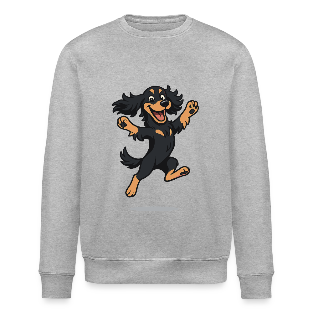 Cocker Spaniel Sweatshirt - fröhlicher hüpfender Cartoon  – lustiges Hundemotiv voller Freude, Geschenkidee für Hundeliebhaber und Tierfreunde - Grau meliert