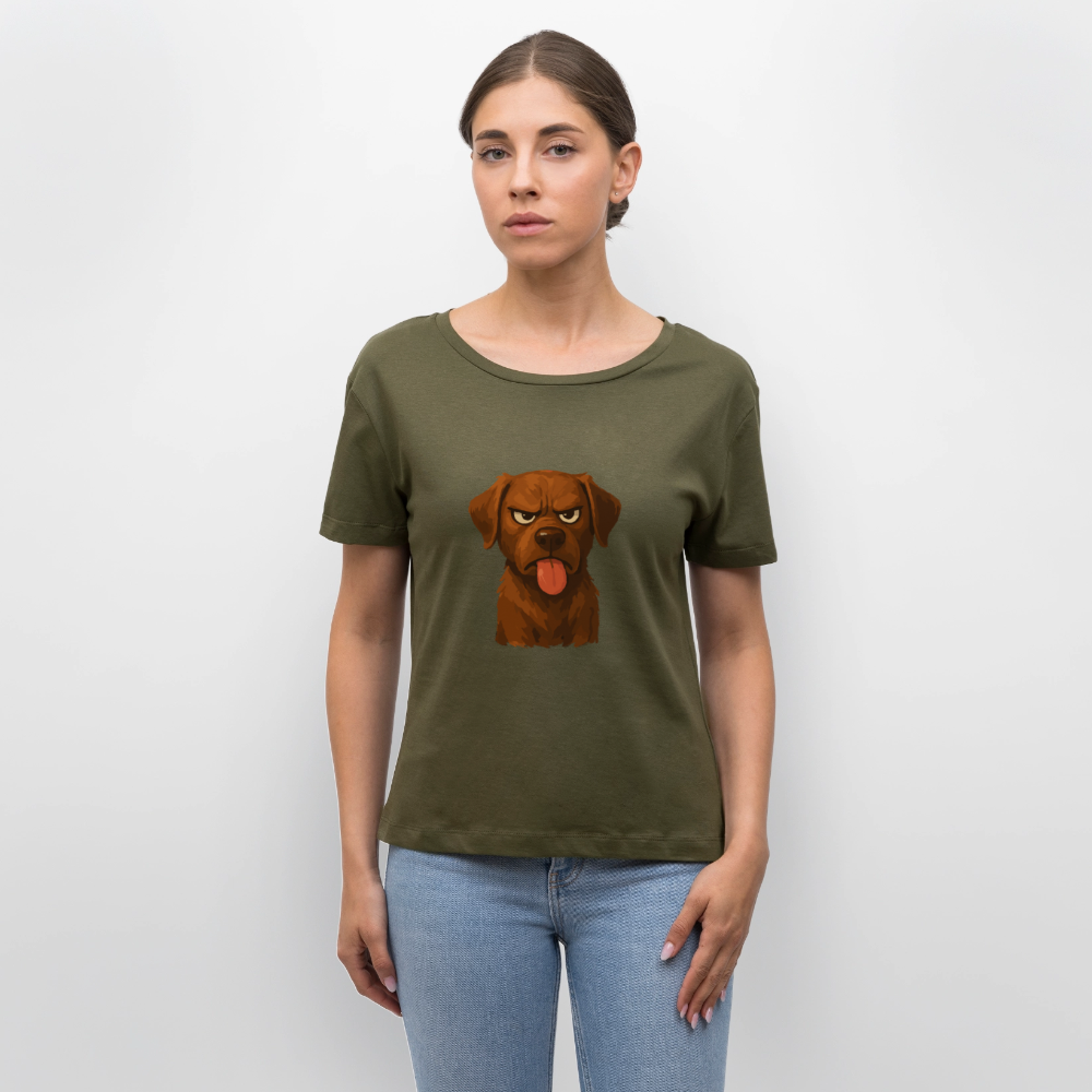 Labrador Shirt – Frecher Cartoon Hund mit Zunge | Lustiges Geschenk für Hundefans und Hundebesitzer - Khaki