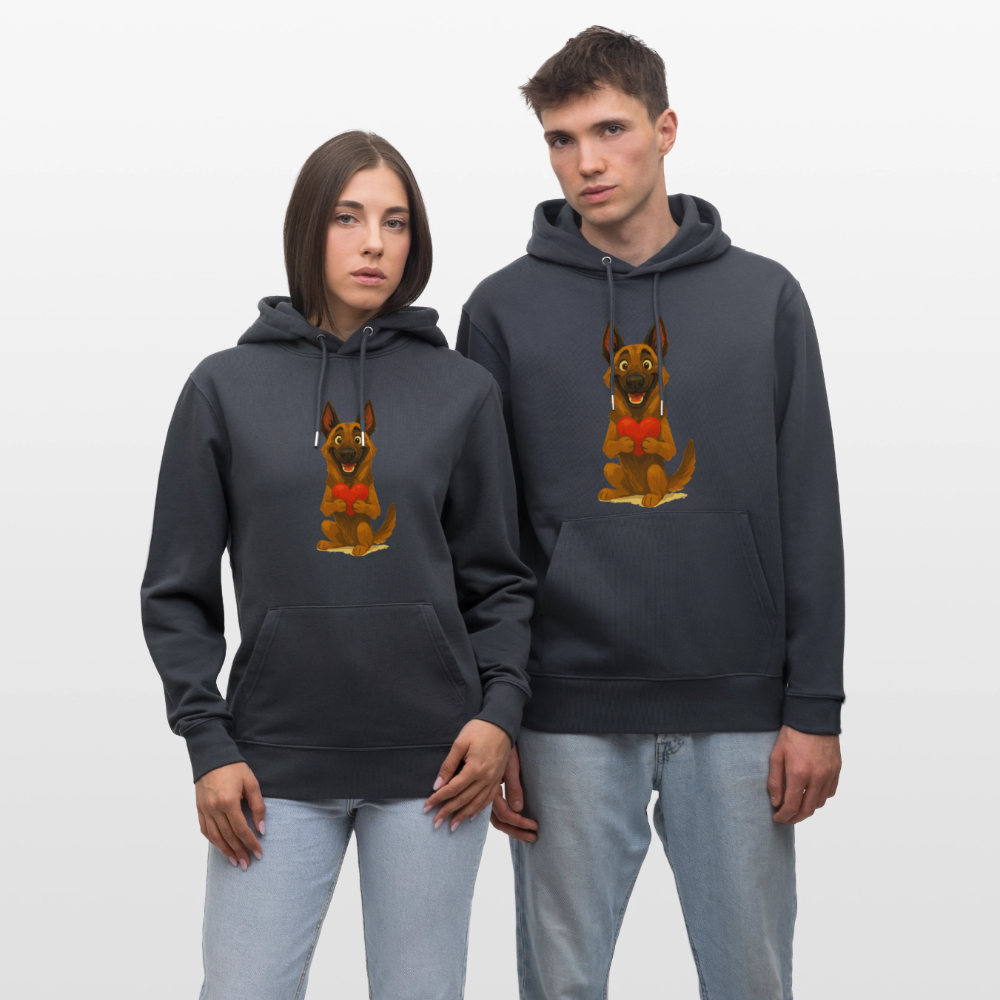 Malinois Hoodie mit Herz Cartoon – liebevoller Belgischer Schäferhund als Hunde Motiv für Hundeliebhaber und Geschenkideen - Indigoblau