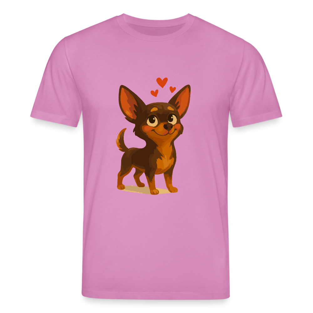 Verliebter Chihuahua T-Shirt Cartoon Hund mit Herzen – süßes romantisches Tiermotiv, Geschenkidee für Valentinstag und Hundefans - Pink