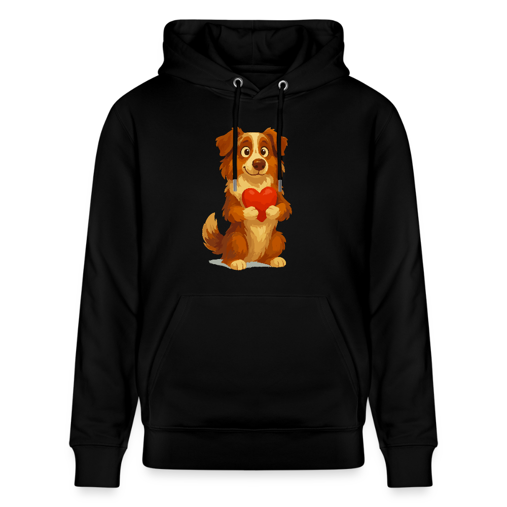 Australian Shepherd Hoodie Süßer Cartoon mit Herz – Liebevolles Hunde Motiv für Valentinstag, Freundschaft und Geschenkideen - Schwarz