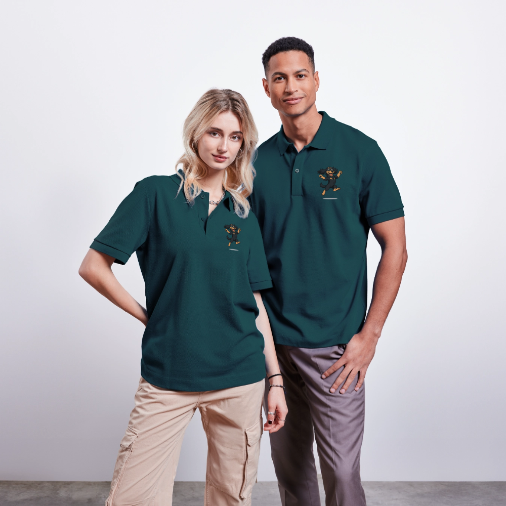 Cocker Spaniel Poloshirt - fröhlicher hüpfender Cartoon  – lustiges Hundemotiv voller Freude, Geschenkidee für Hundeliebhaber und Tierfreunde - Dunkles Petrol