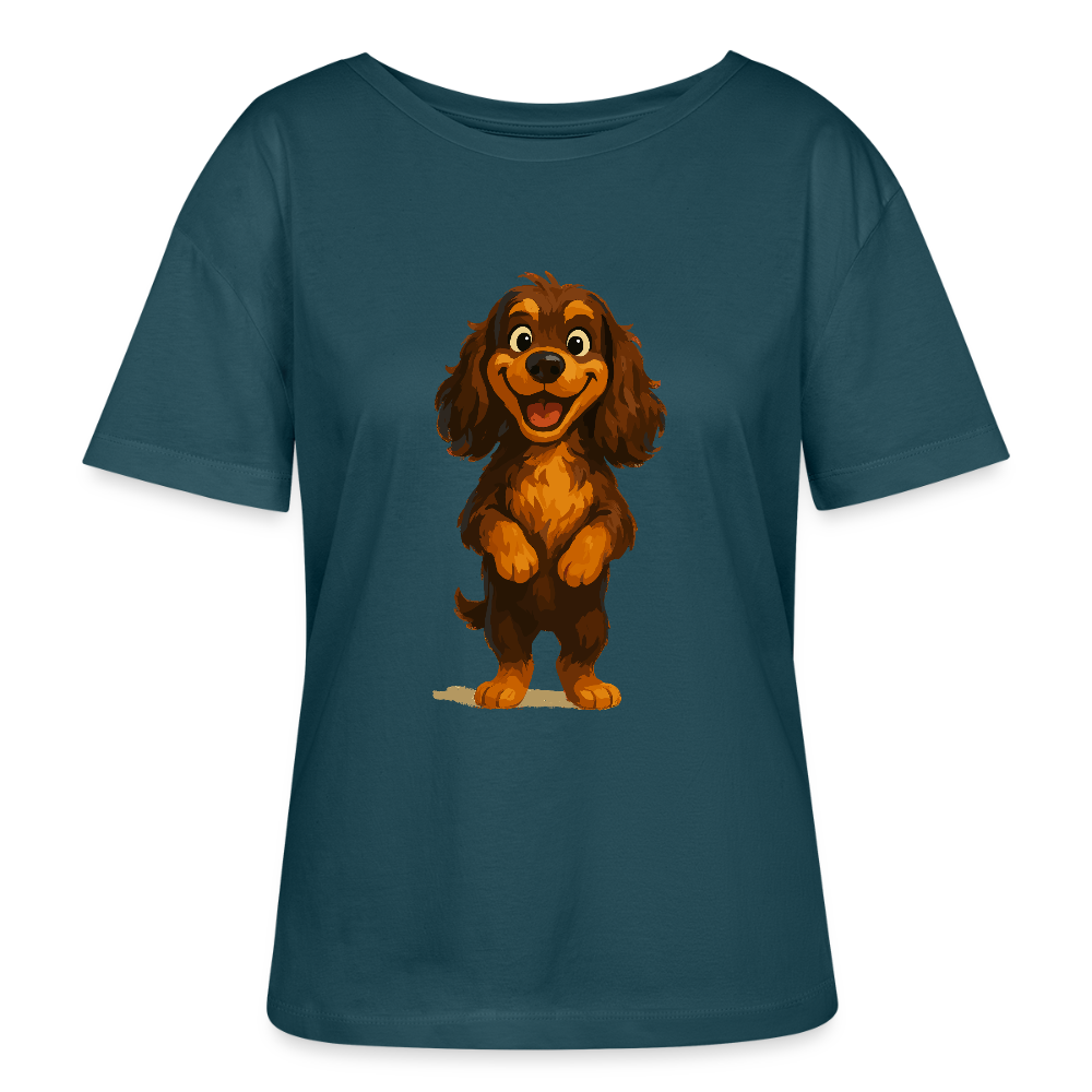 Cocker Spaniel Shirt breit grinsend – Lustiger Cartoon Hund, fröhliches Motiv für Hundeliebhaber und Tierfreunde - Dunkles Petrol