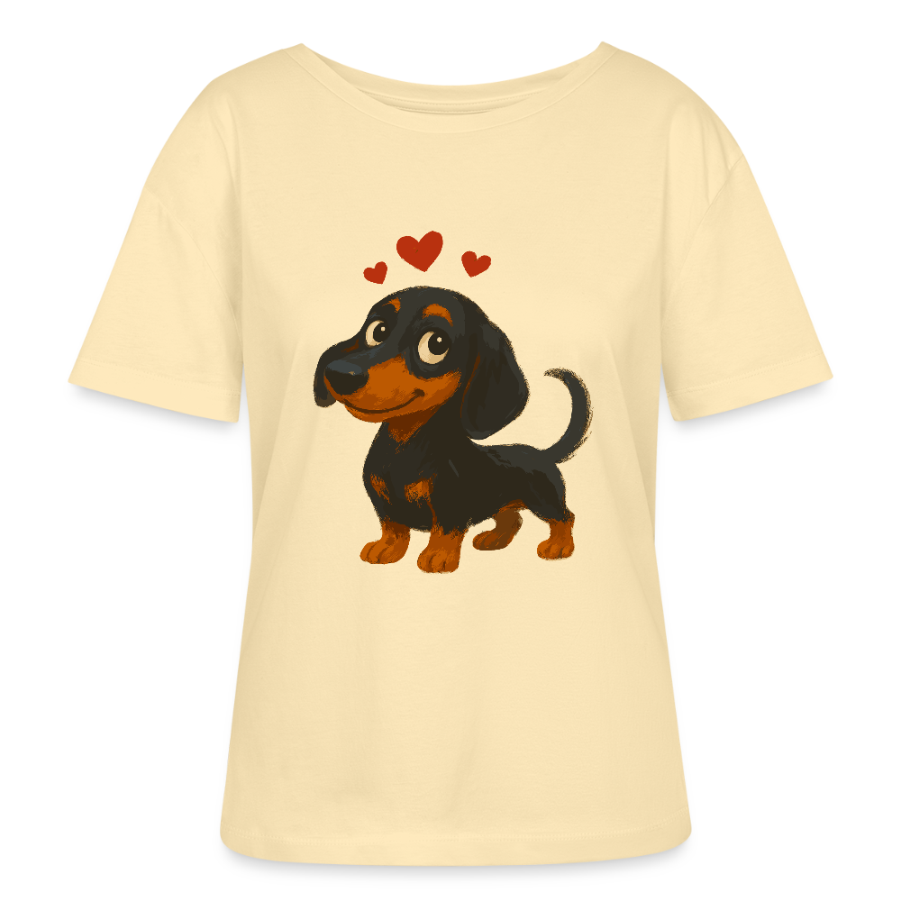 Dackel Shirt – Verliebter Cartoon Dachshund | Süßer Hund Pullover Geschenk mit Herzen für Valentinstag & Hundefans - Creme