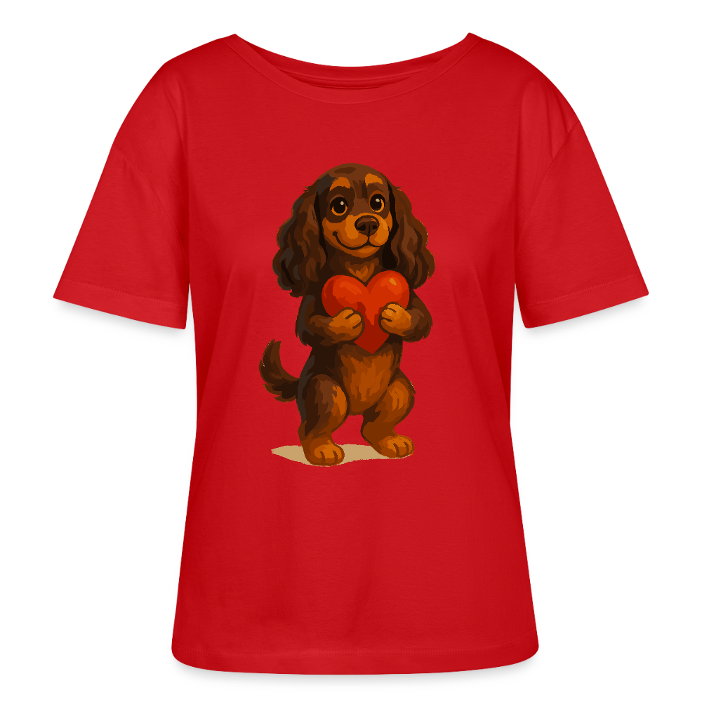 Cocker Spaniel Shirt mit Herz – Süßer Cartoon Hund, perfektes Motiv für Valentinstag und Hundeliebhaber - Rot