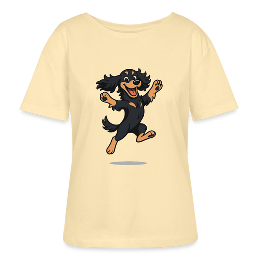 Cocker Spaniel Shirt - fröhlicher hüpfender Cartoon  – lustiges Hundemotiv voller Freude, Geschenkidee für Hundeliebhaber und Tierfreunde - Creme