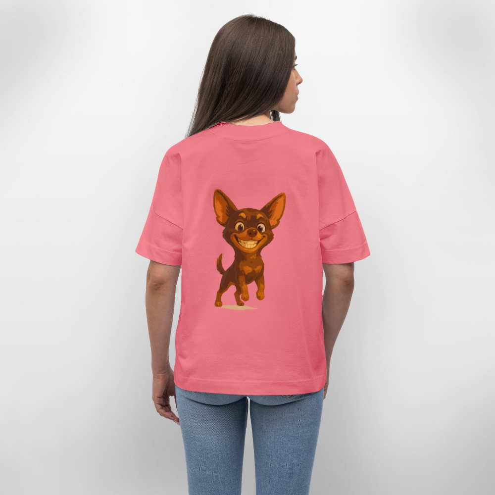 Grinsender Chihuahua Oversized Cartoon Hund – witziges Tiermotiv mit großem Lächeln, Geschenkidee für Hundefans und Tierfreunde - Pink