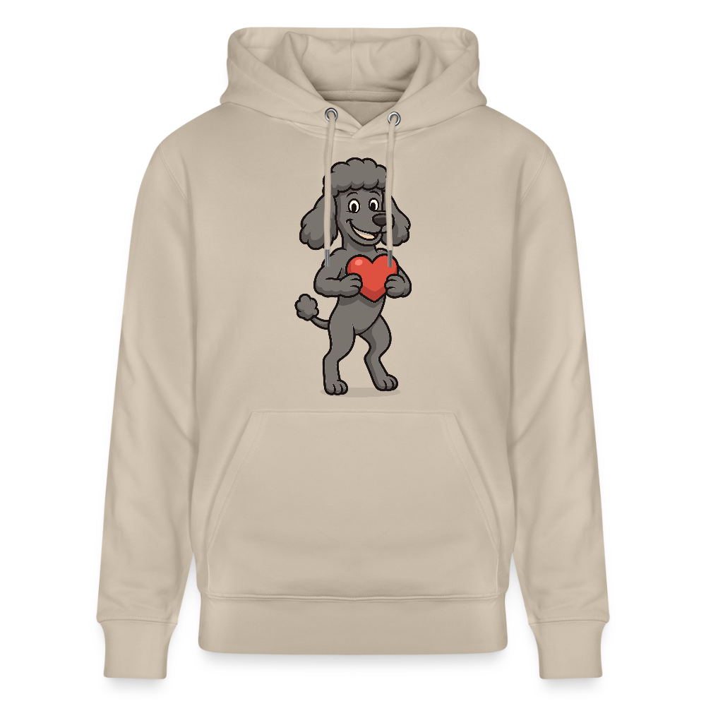 Pudel Hoodie mit Herz Cartoon – Liebevolles Hunde Motiv für Valentinstag, Geschenke und Hundeliebhaber - Beige
