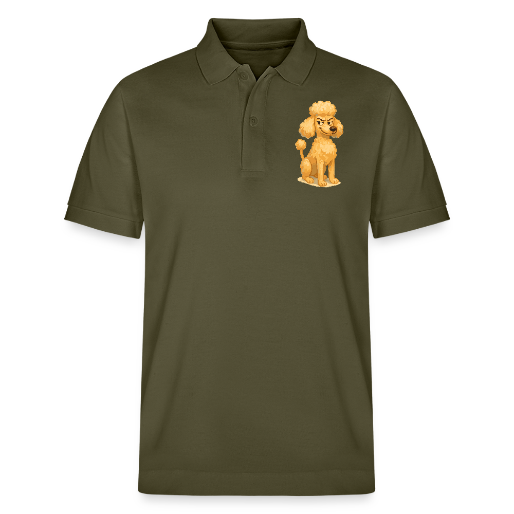Frecher Pudel Poloshirt Cartoon im Malstil – Humorvolles Hundemotiv für Tierfreunde und Geschenkidee für Hundeliebhaber - Khaki